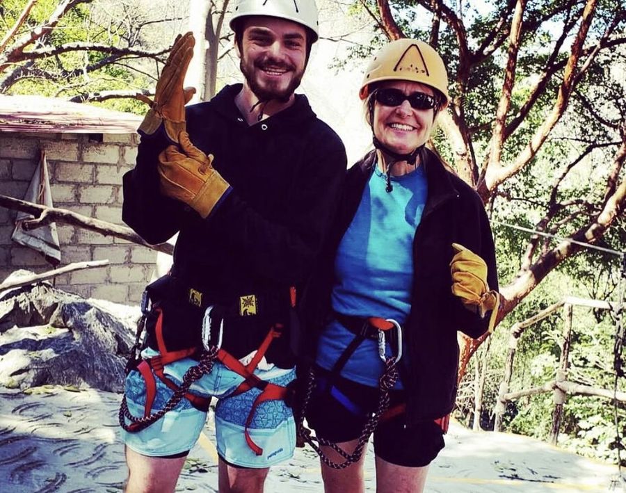 Ian and his mother always enjoyed traveling together and had fun adventures like zip-lining in Mexico.